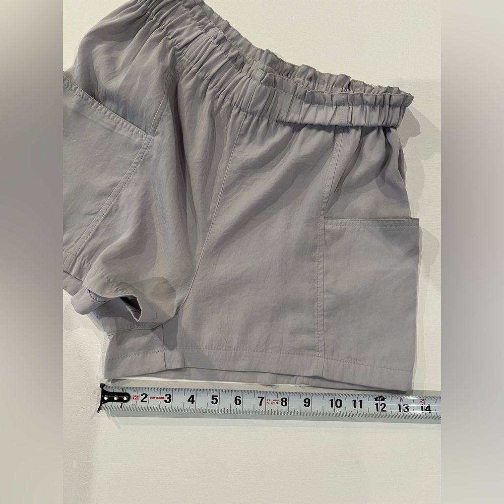 BBDakota Paper Bag High Waist Cargo Utility Light Grey Medium Shorts Wide Pocket - Picture 3 of 10